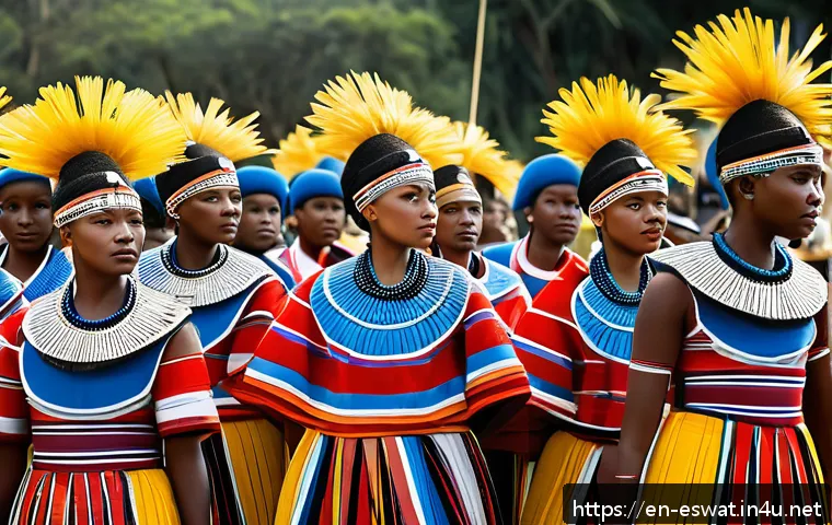 에스와티니 왕실과 정치 구조 - A vibrant scene capturing the Umhlanga Reed Dance ceremony in Eswatini, featuring hundreds of young ...